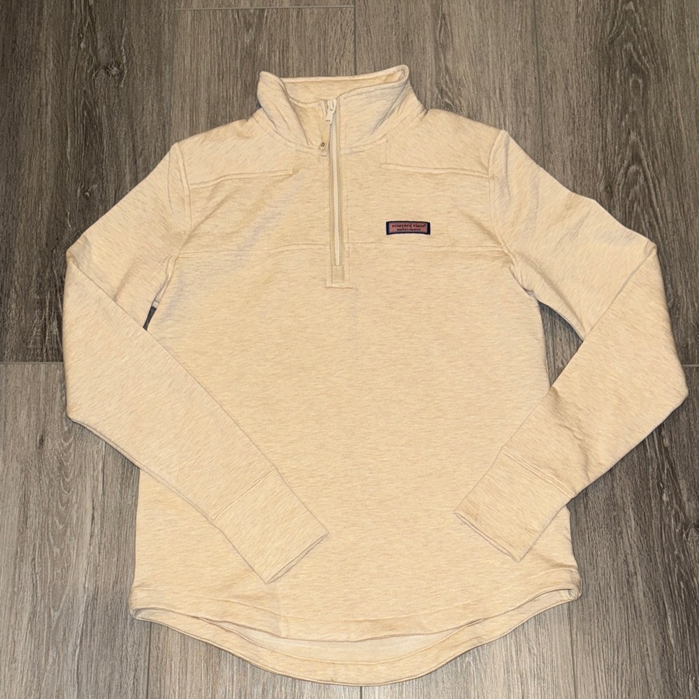 Vineyard Vines Tan Quarter-Zip Sweater